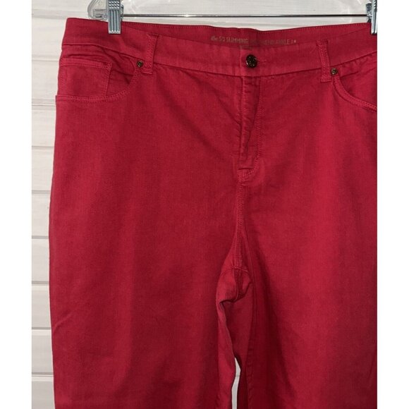 Chicos Sz 3 (16) Red So Slimming Girlfriend Ankle Jeans Pants Stretch EUC - Picture 3 of 12